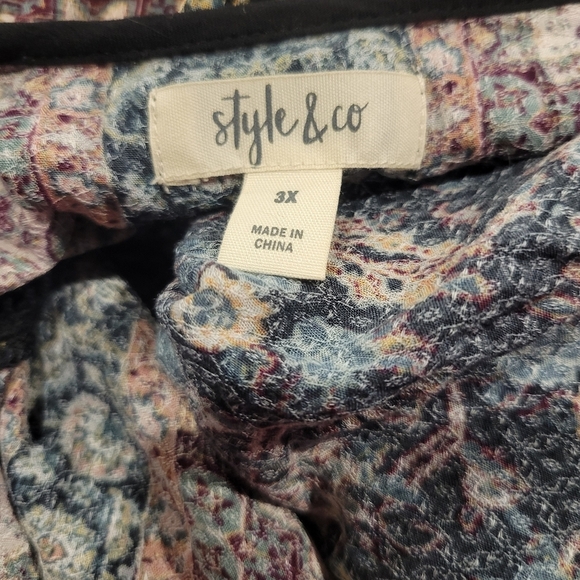 Style & Co Size 3x Green Boho Floral Print Knee Length Dress - Picture 6 of 8